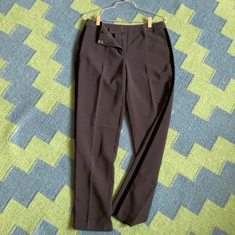 Talbots black velvet tuxedo stripe slacks size 4